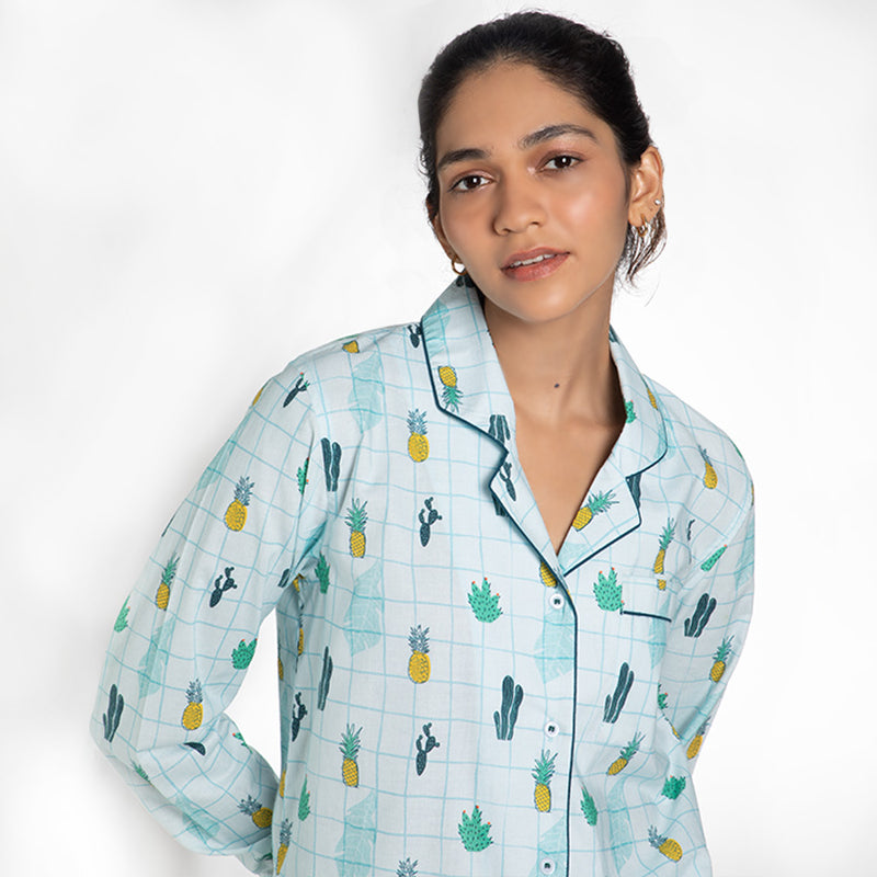 Tropical Treat Cotton Notched Collar Pyjama Set