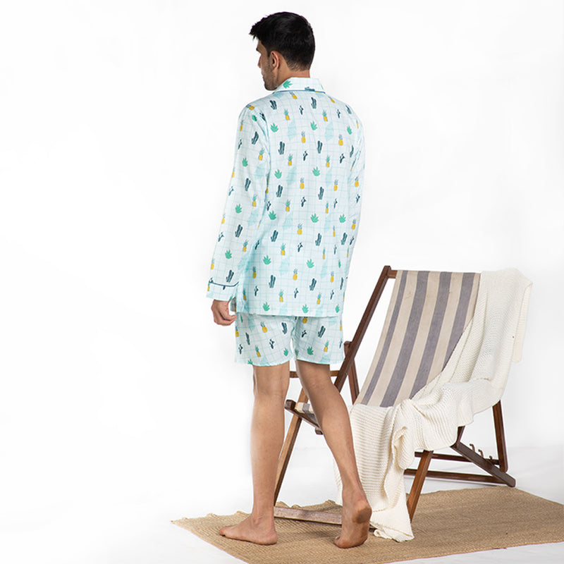Tropical Treat Cotton Notched Shorts Set