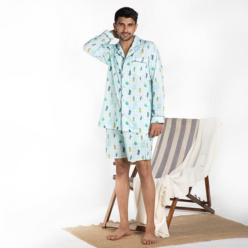 Tropical Treat Cotton Notched Shorts Set