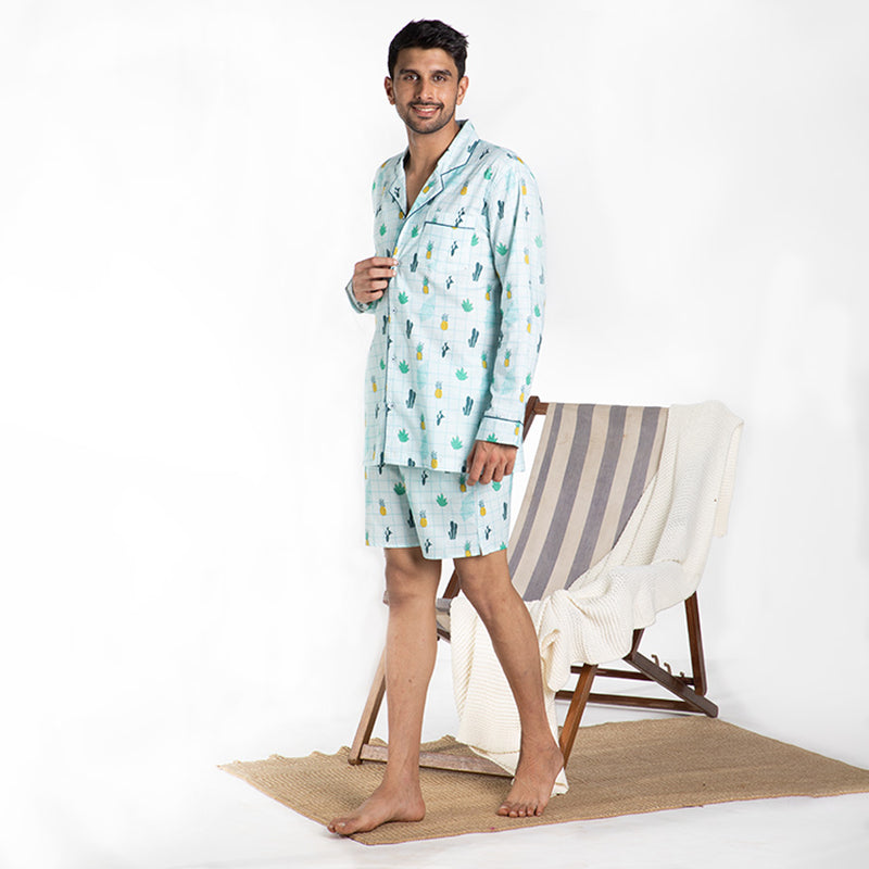 Tropical Treat Cotton Notched Shorts Set
