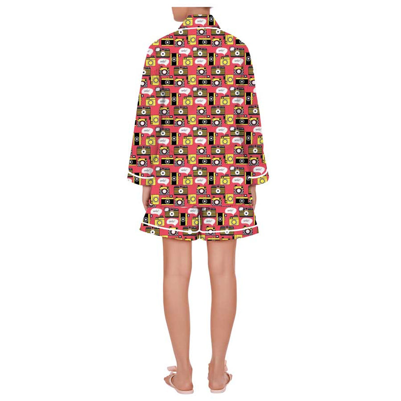 Camera Cotton Notched Shorts Set
