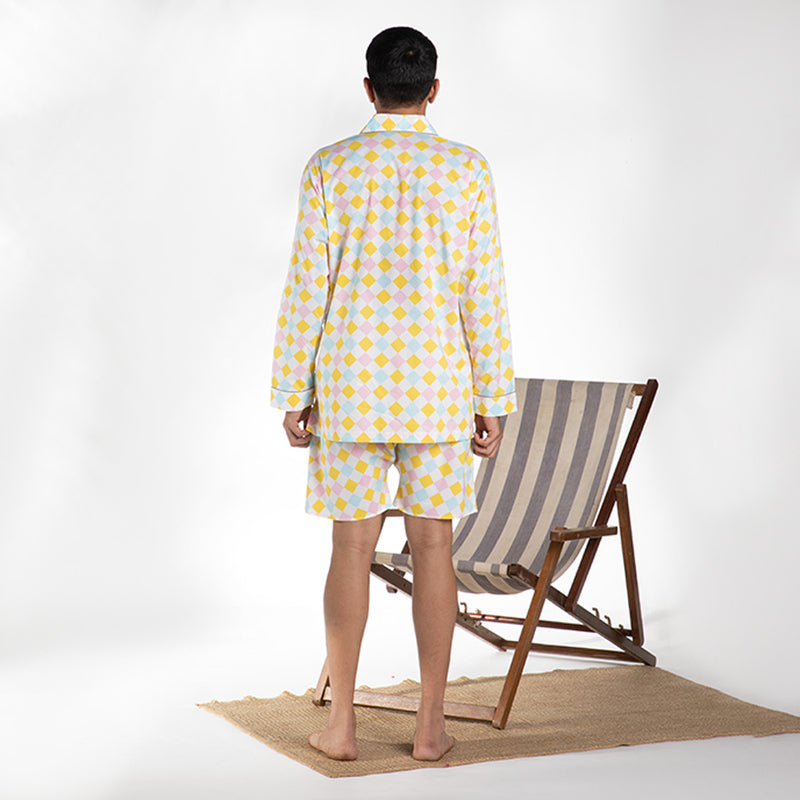 Breezeblock Cotton Notched Shorts Set