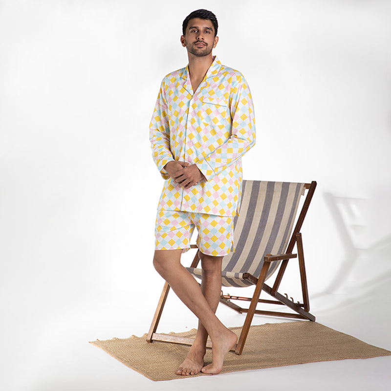 Breezeblock Cotton Notched Shorts Set