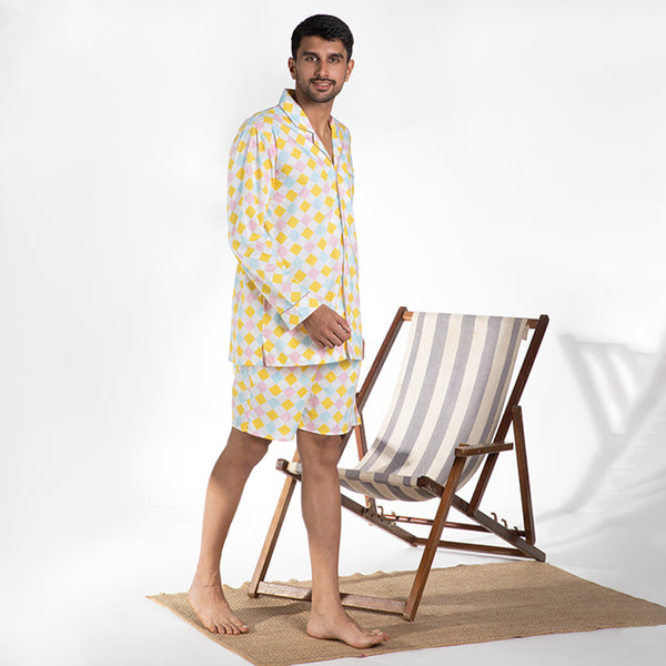 Breezeblock Cotton Notched Shorts Set