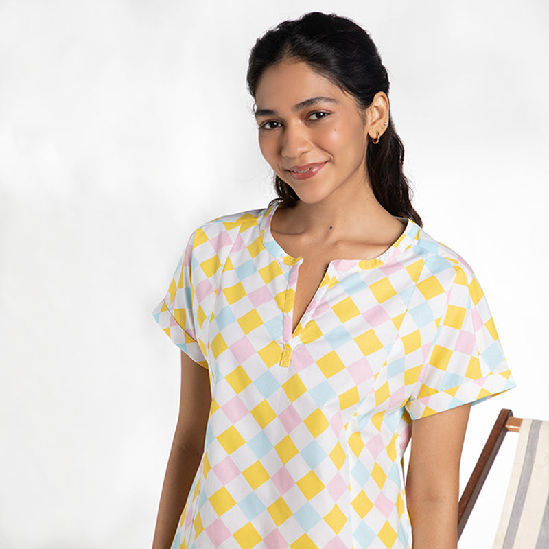 Breezeblock Cotton Slit Neck Top and Shorts