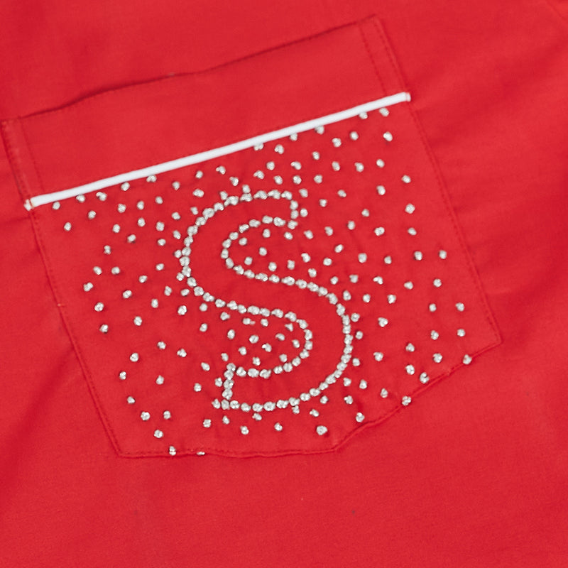 Cherry Sprinkle Embroidered Cotton Notched Pyjama Set - Men's
