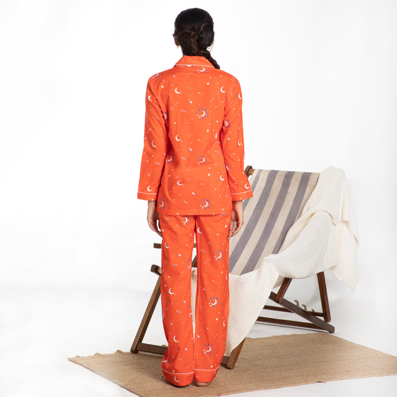 Cosmic Cotton Notched Collar Pyjama Set