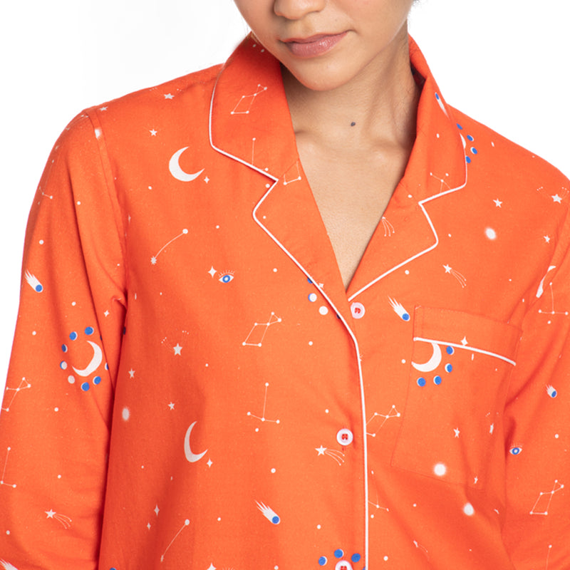 Cosmic Cotton Notched Collar Pyjama Set