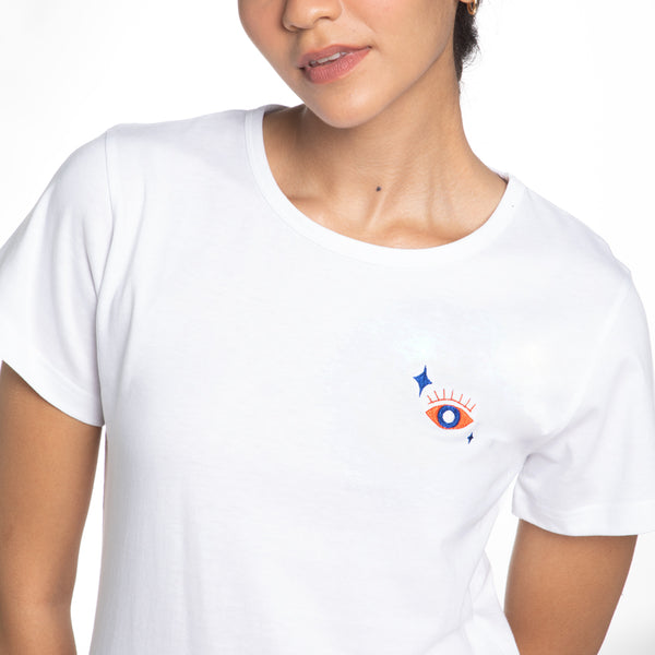 Cosmic Embroidered T-shirt & Cotton Pyjama - Women