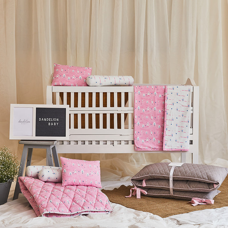 Dandelion- Kids Cotton Bedding - Pink - Sheep - Coverlet Bundle