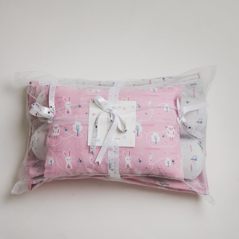 Soft double layered cotton coverlet bundle, baby pillow, 