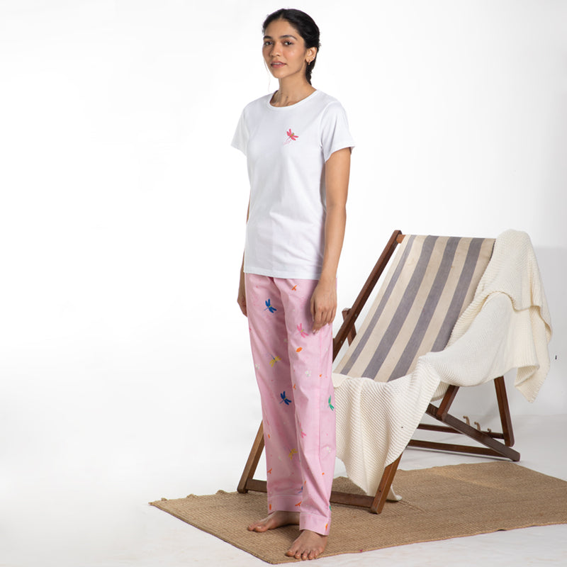 Daydream Embroidered  T-shirt & Cotton Pyjama