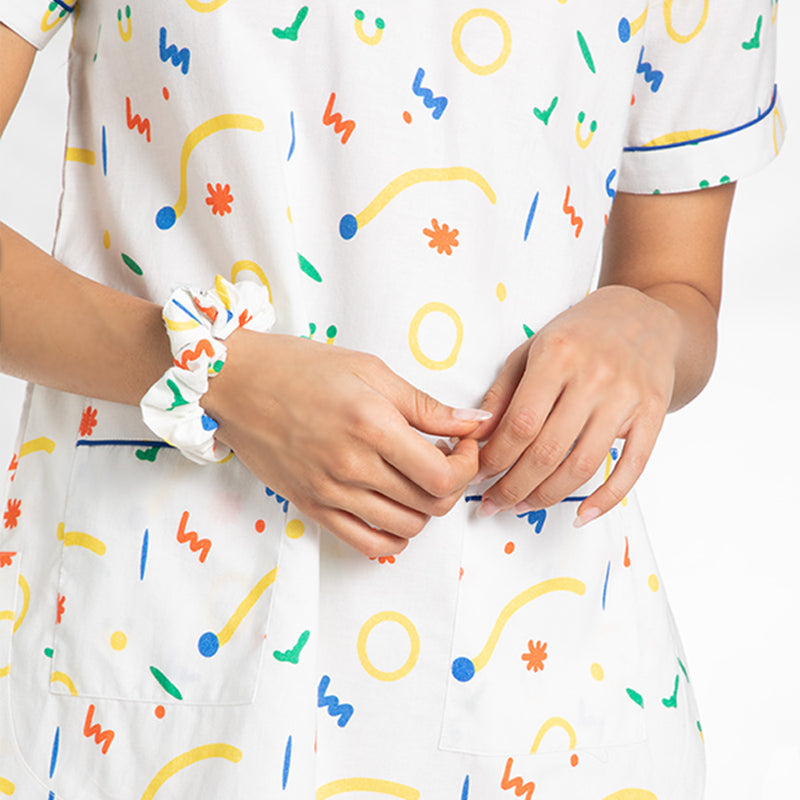 Splotch Cotton Dip-Neck Pyjama Set