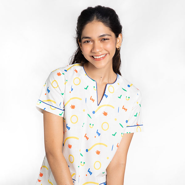Splotch Cotton Dip-Neck Pyjama Set