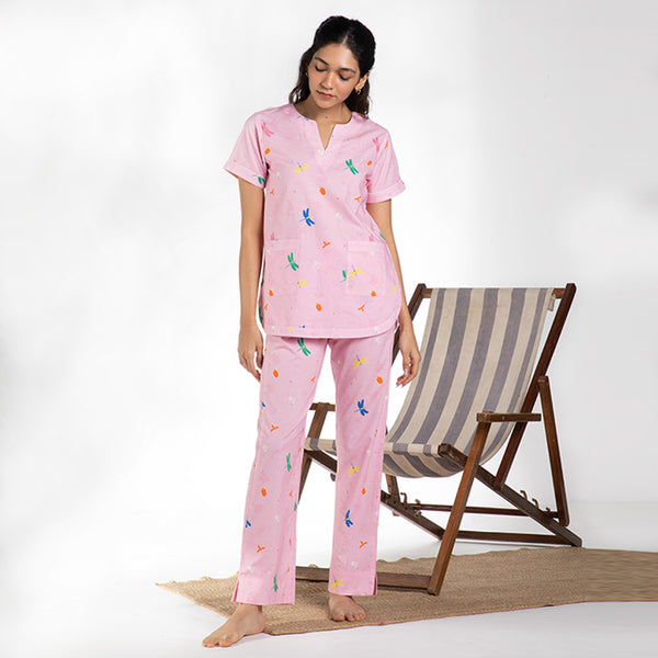 Daydream Cotton Dip-Neck Pyjama Set