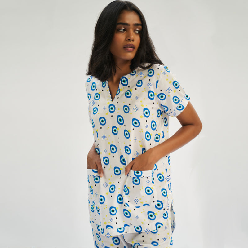 All Eyes on Me Cotton Dip-Neck Pyjama Set