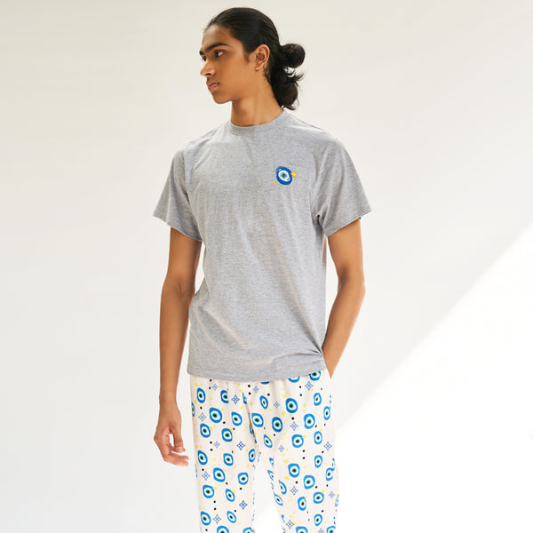 All Eyes on Me Embroidered T-shirt & Cotton Pyjama for Men's