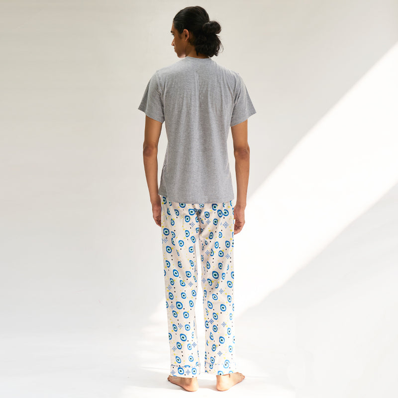 All Eyes on Me Embroidered T-shirt & Cotton Pyjama for Men's