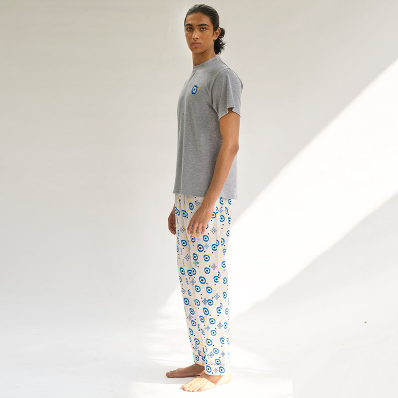 All Eyes on Me Embroidered T-shirt & Cotton Pyjama for Men's