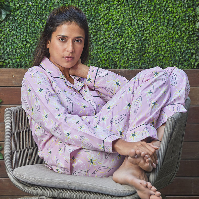 Dandelion - Baby Pink - Floral Printed Cotton - Bloom Flowers - Pajama Set