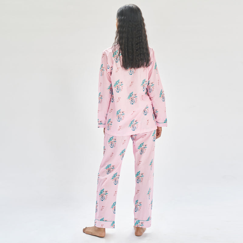 Meadowsweet Cotton Notched Collar Pyjama Set