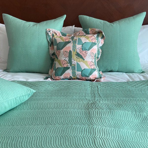 The Elliot Embroidered Cushion - Sea Foam (Set of 2)