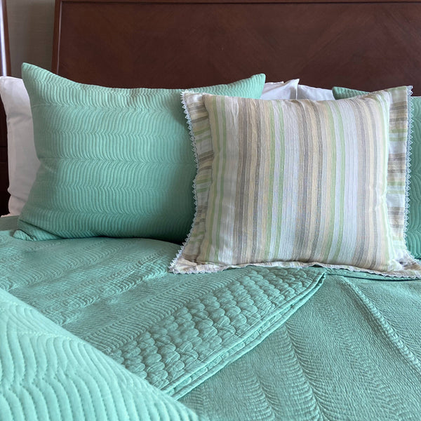 The Elliot Embroidered Pillow - Sea Foam (Set of 2)