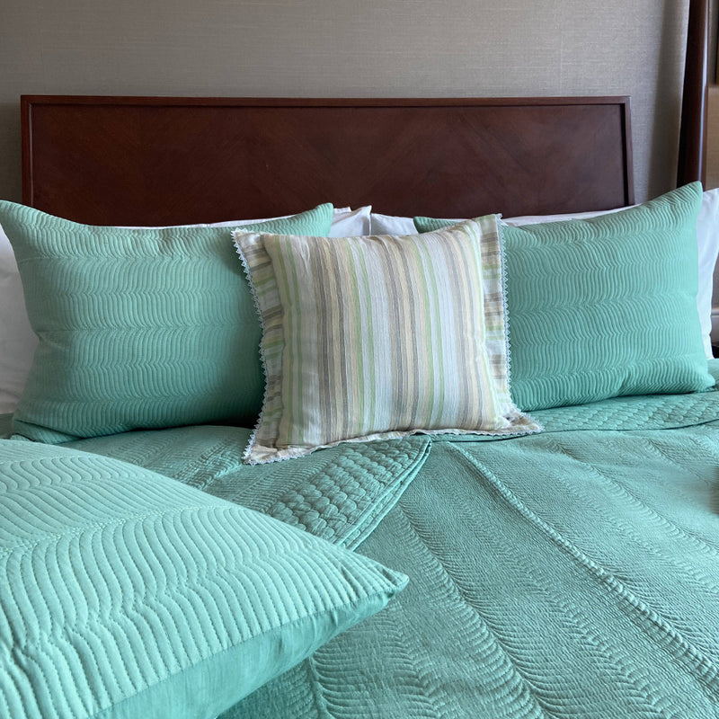 The Elliot Embroidered Pillow - Sea Foam (Set of 2)