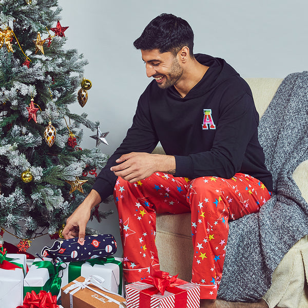 Starburst Personalised Varsity Letter Hoodie & Pyjama Set - Men