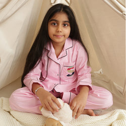 Rose Quartz Letterology Cotton Notched Pyjama Set - Kids