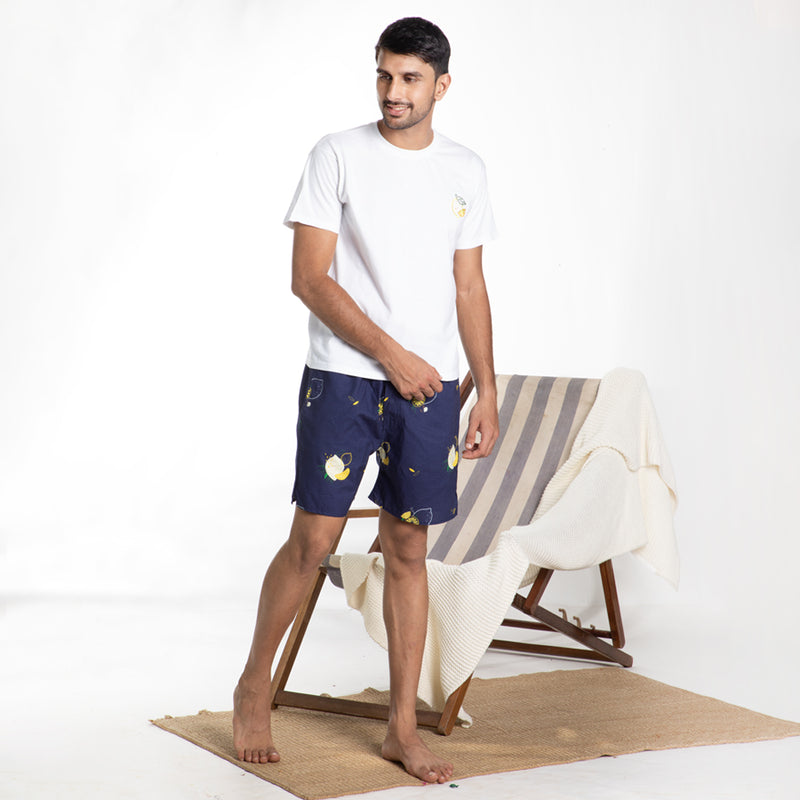 Lemon Squeazy Embroidered T-Shirt & Cotton Boxers