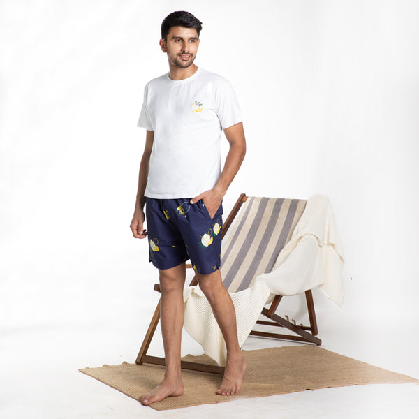 Lemon Squeazy Embroidered T-Shirt & Cotton Boxers