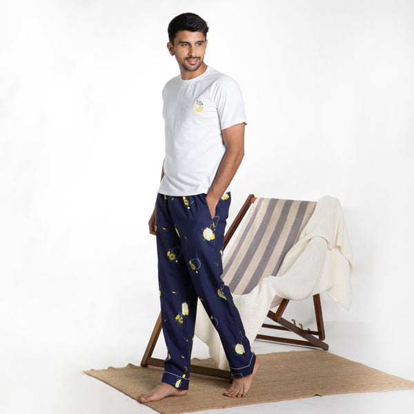 Lemon Squeazy Embroidered T-shirt & Cotton Pyjama for Men's
