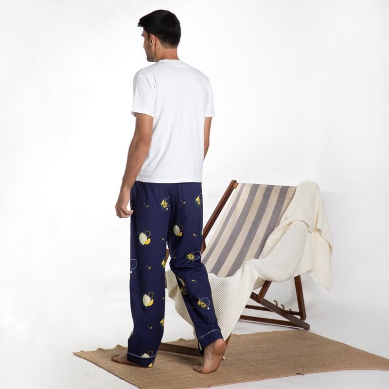 Lemon Squeazy Embroidered T-shirt & Cotton Pyjama for Men's
