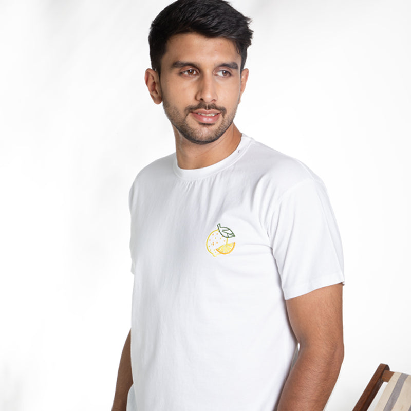 Lemon Squeazy Embroidered T-shirt & Cotton Pyjama for Men's