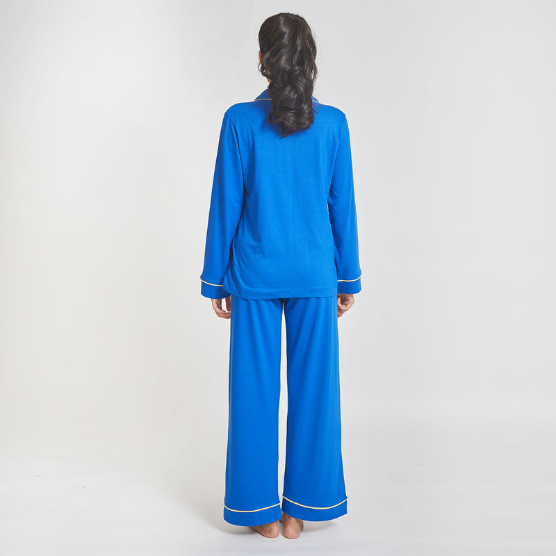 Dandelion - Cotton Knit - Blue - Full Length- Pyjama Set