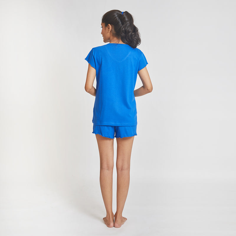 Dandelion - Cotton Knit - Blue -T-shirt & Shorts Set