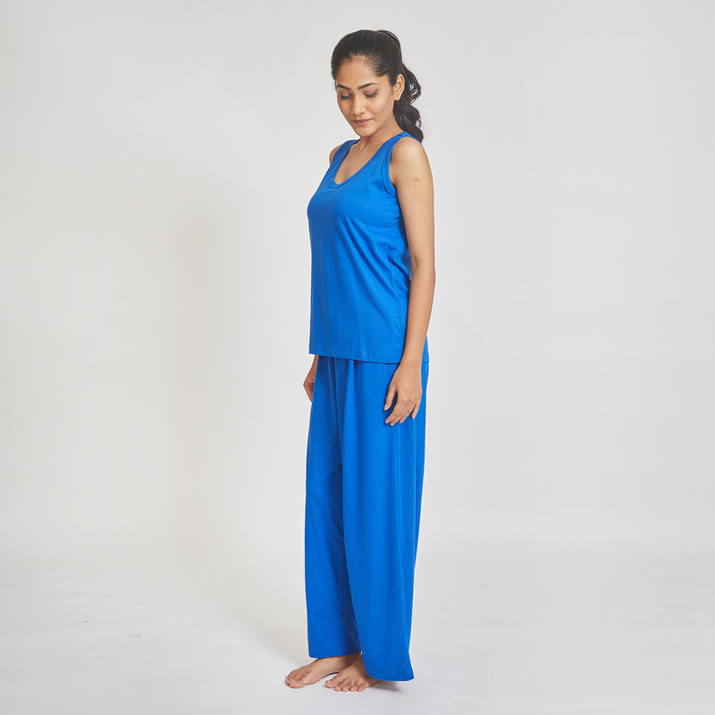 Dandelion - Cotton Knit - Blue -Tank Top & Track Pant