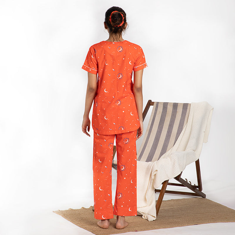 Cosmic Cotton Dip-Neck Pyjama Set