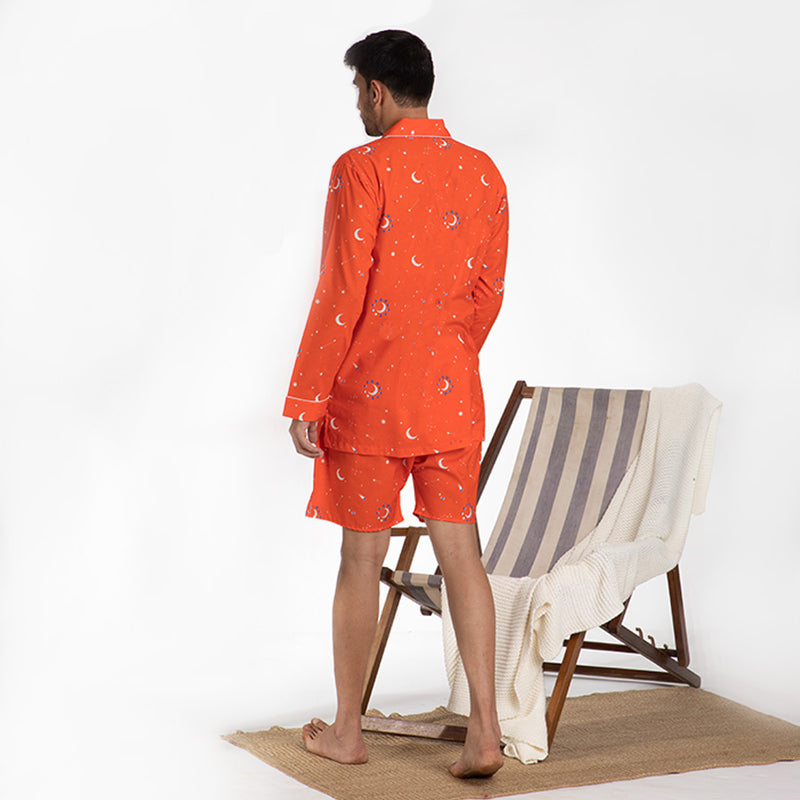 Cosmic Cotton Notched Shorts Set