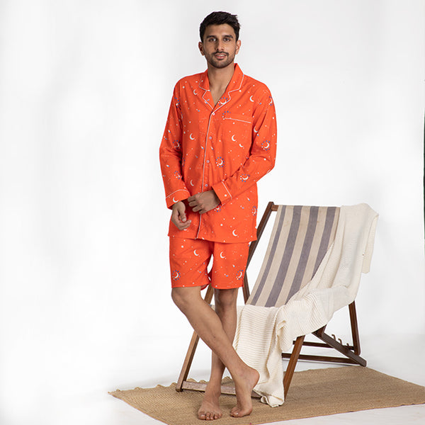 Cosmic Cotton Notched Shorts Set