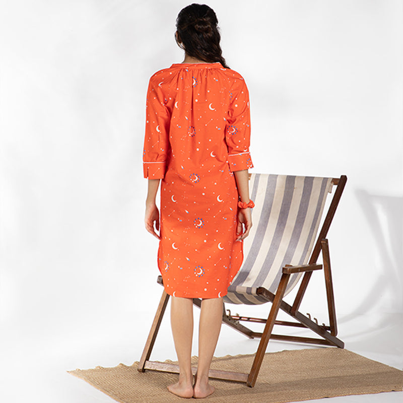 Cosmic Cotton Dip-Neck Sleep Dress