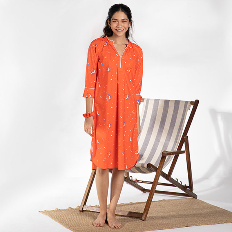 Cosmic Cotton Dip-Neck Sleep Dress