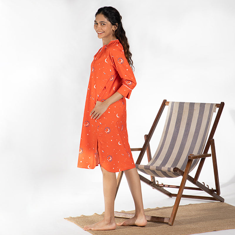 Cosmic Cotton Dip-Neck Sleep Dress