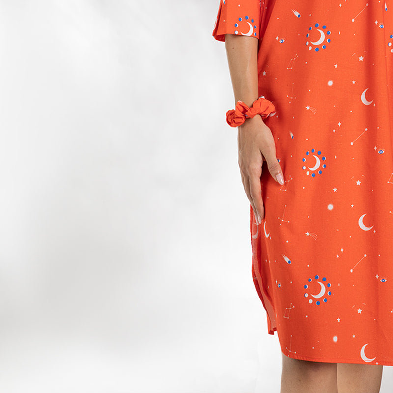 Cosmic Cotton Dip-Neck Sleep Dress