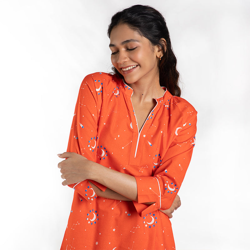 Cosmic Cotton Dip-Neck Sleep Dress