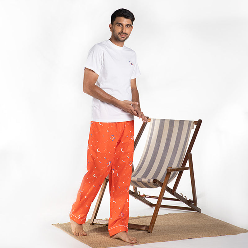 Cosmic Embroidered T-shirt & Cotton Pyjama - Men