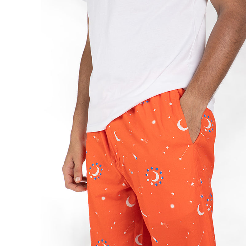Cosmic Embroidered T-shirt & Cotton Pyjama - Men
