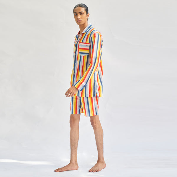 Immix Cotton Notched Shorts Set For Men's