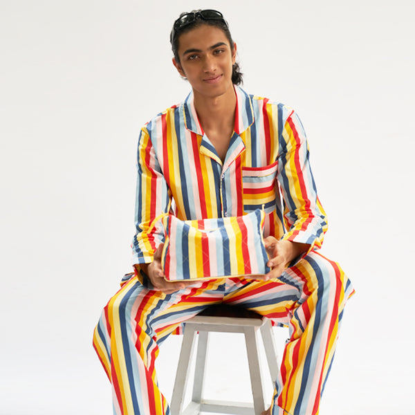 Immix Cotton Notched Pyjama Set For Men's